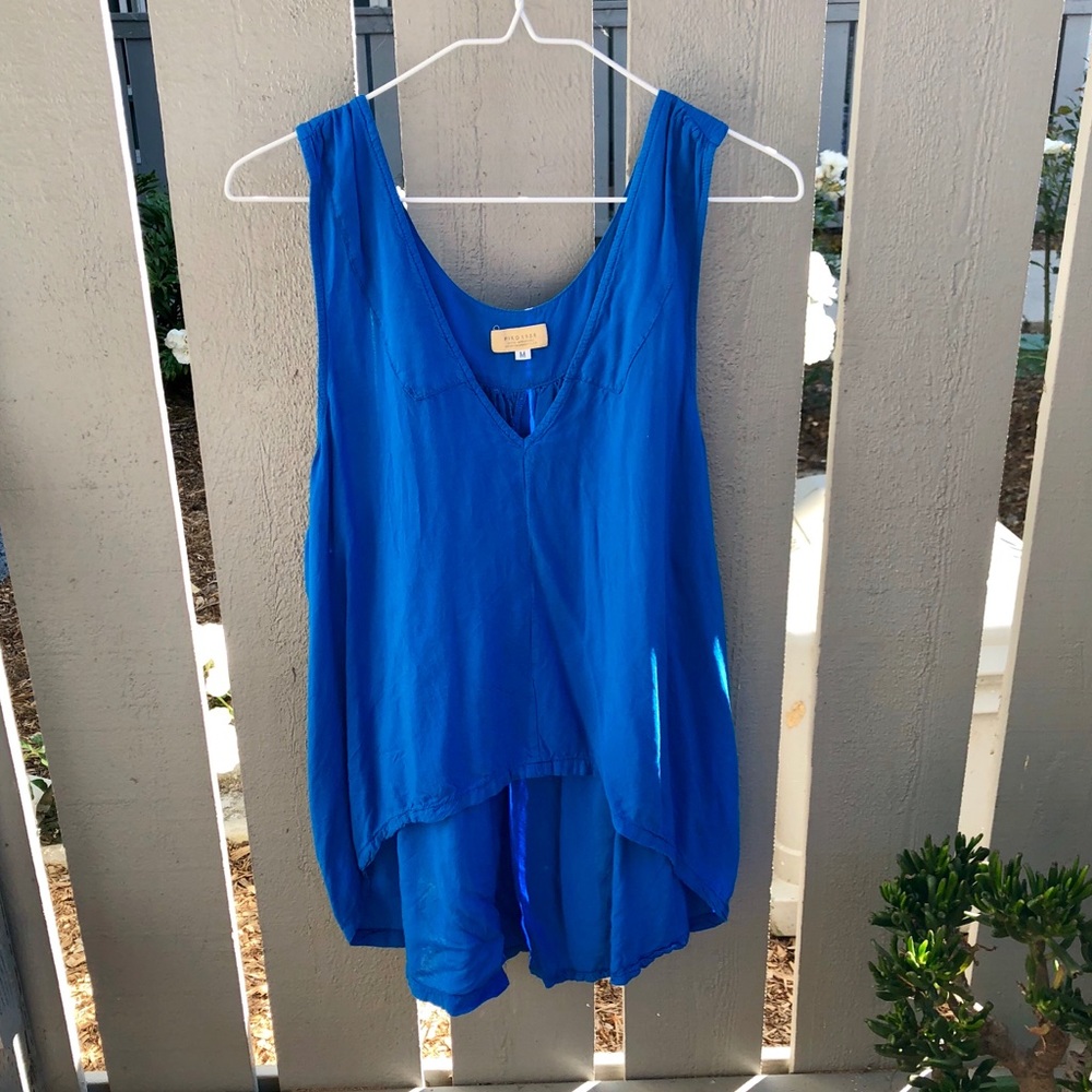Cobalt blue high-low tank top
